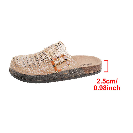 Damen Modische und luftige Clogs mit transparentem Design EB