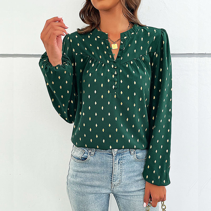 Damen elegante Bluse mit geschlagenen Ärmel EB