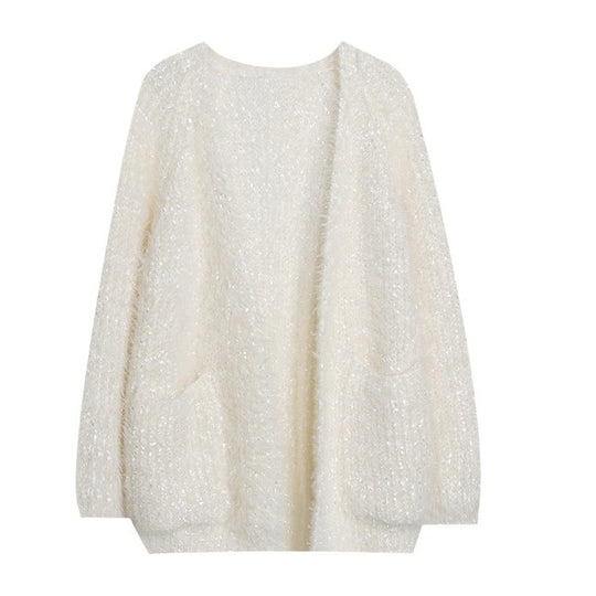 Damen glitzernde Strickjacke im modernen Casual-Look EB