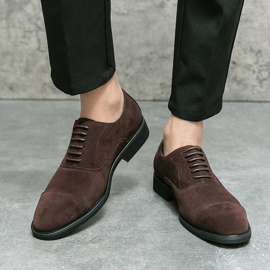 Herren elegante Veloursleder Oxford-Halbschuhe mit Kaptoefen-Detail, gepolstertem Komfortfußbett und rutschfester Gummisohle EB
