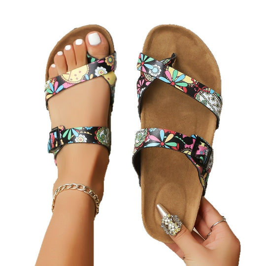 Damen Komfortable Korksandalen mit verstellbaren Riemen EB