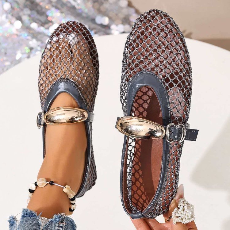 Damen Stilettos mit netzartigem Obermaterial und moderner Schnallenapplikation EB