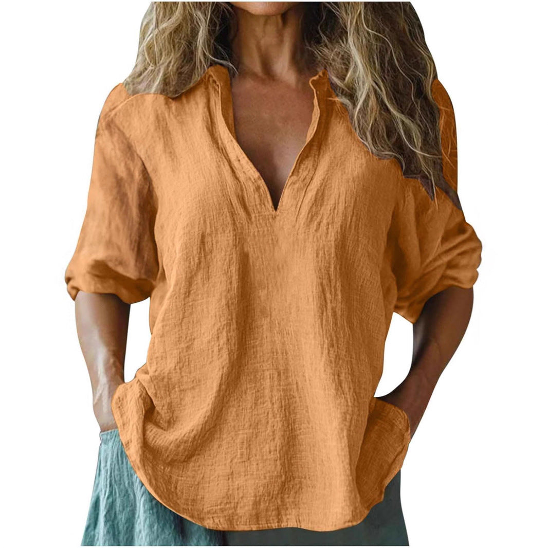 Damen lässige Leinenbluse EB