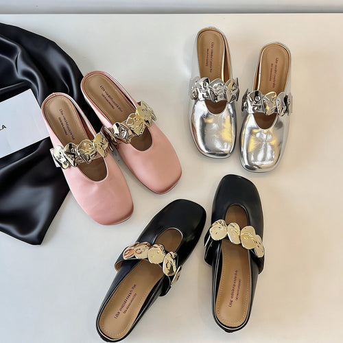 Damen elegante Slipper mit glänzender Applikation EB
