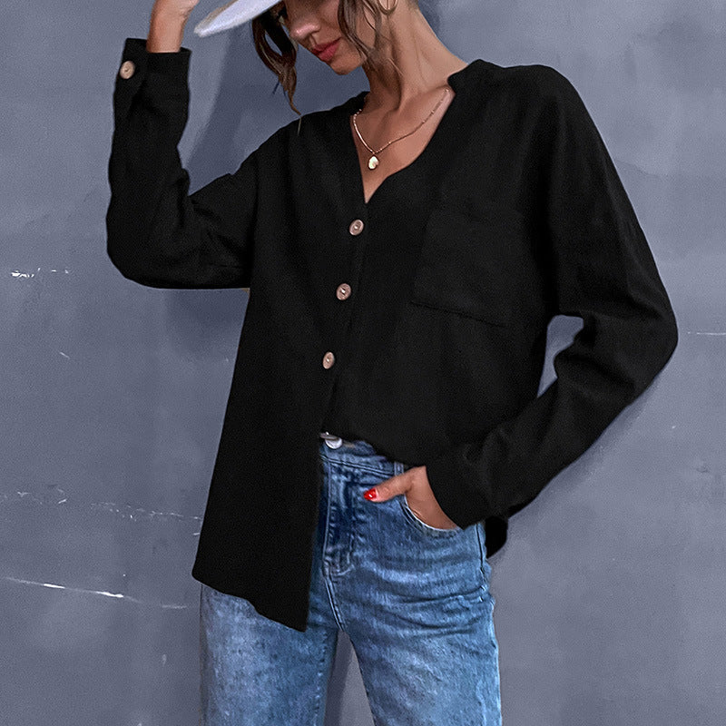 Damen lässige Bluse mit Knopfdetails und verkürztem Schnitt EB