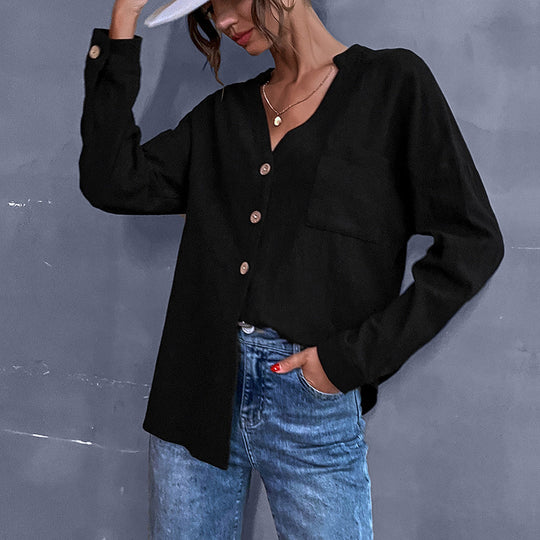 Damen lässige Bluse mit Knopfdetails und verkürztem Schnitt EB