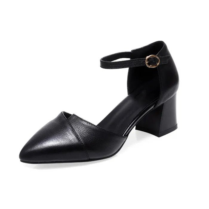 Damen elegante Halbschuhe mit modischer Schnallenverzierung und stabilen Blockabsatz EB