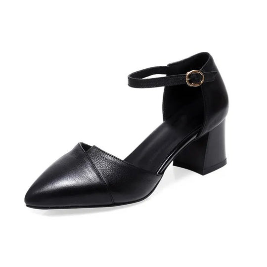 Damen elegante Halbschuhe mit modischer Schnallenverzierung und stabilen Blockabsatz EB