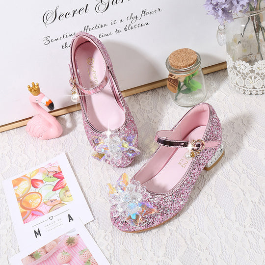 Mädchen Ballerinas mit funkelnden Kristallblüten und Glitzer EB