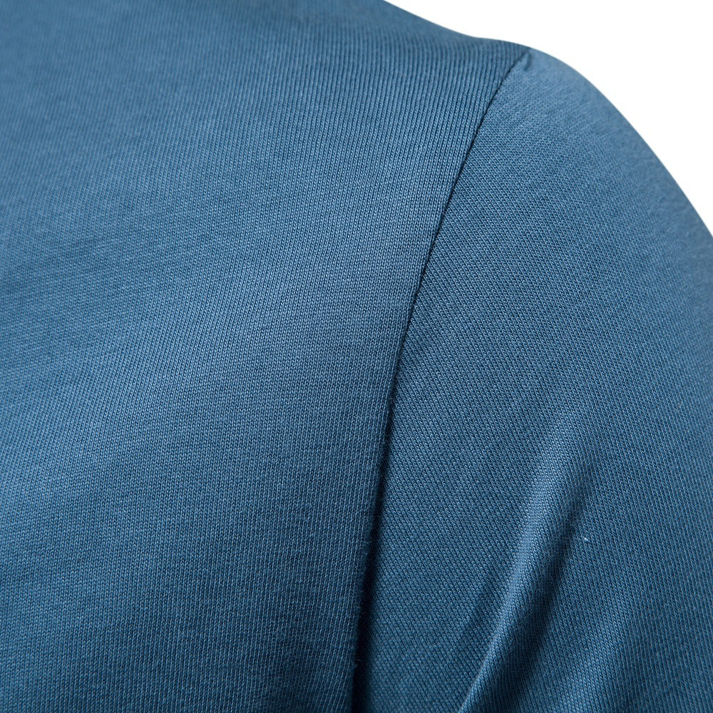 Herren Kurzarm Henley-T-Shirt mit modernem Reißverschluss und hochwertiger Baumwollmischung EB