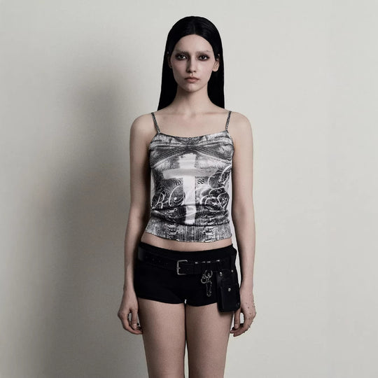 Damen Camisole-Top mit grafischem Druck und verführerischem Schnitt EB