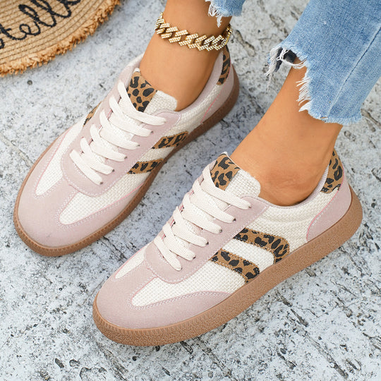 Damen Sportliche Sneakers mit Leoprint-Design und atmungsaktiver Oberflächenstruktur EB