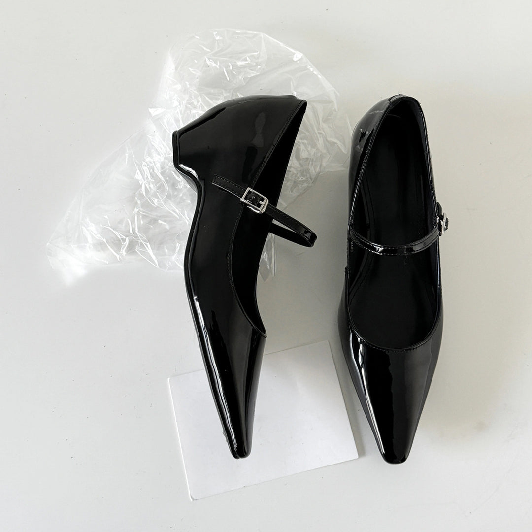 Damen elegante Slingback-Pumps mit spitzem Zehenbereich und glänzender Oberfläche EB