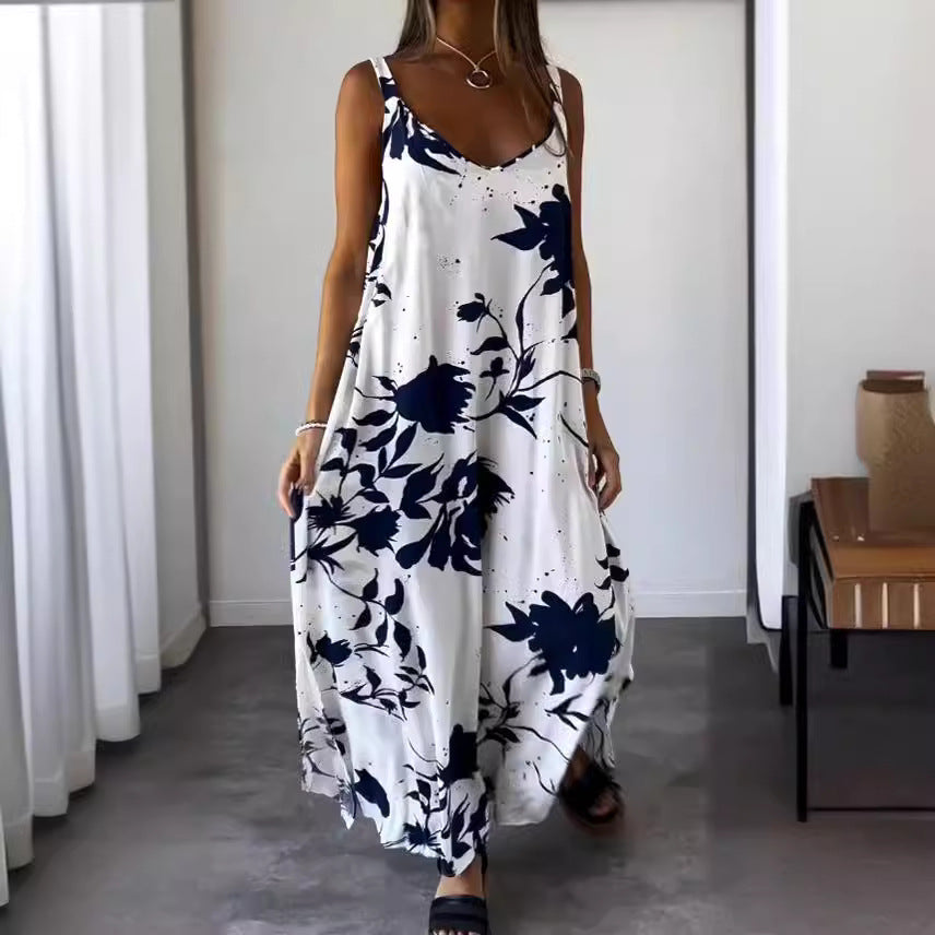 Damen Maxikleid mit fließendem Schnitt und floralem Design EB