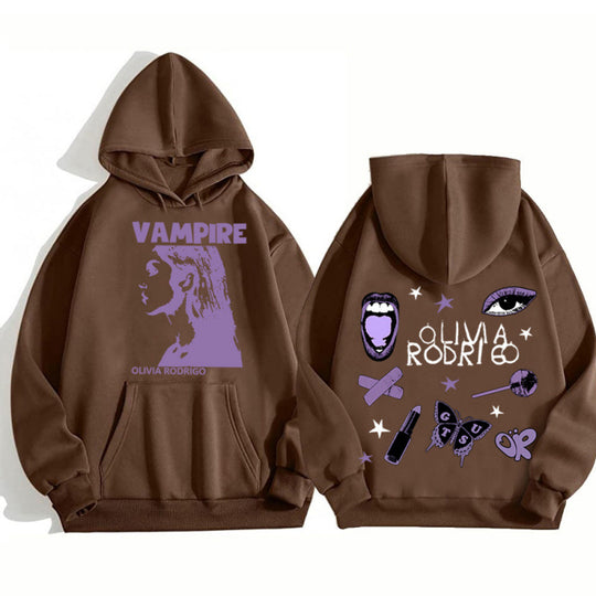 Damen Kapuzenpullover mit künstlerischem Vampir-Print und oversized Schnitt EB
