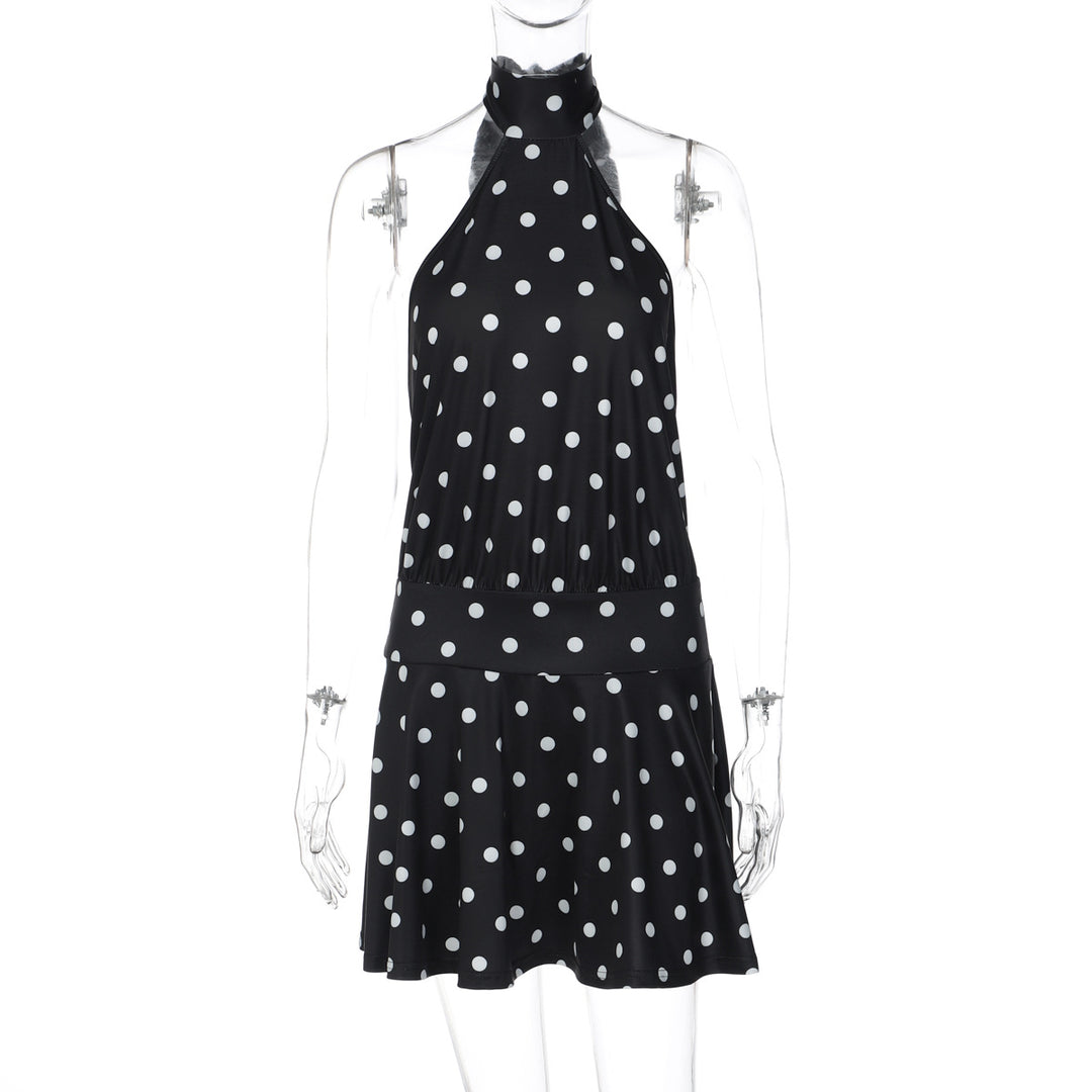 Damen luftiges Spitzenkleid mit Halterneck und punktuellem Muster EB