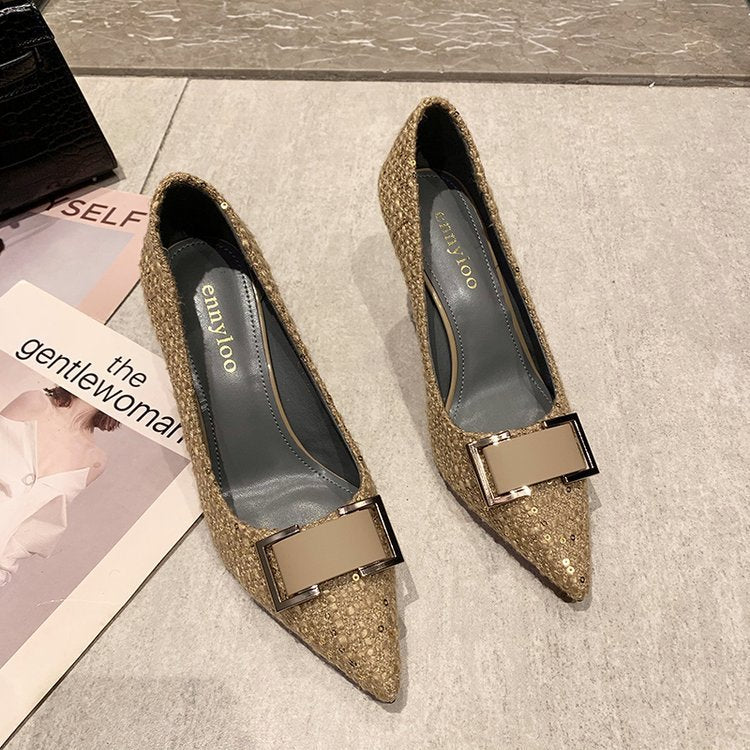 Damen elegante spitze Pumps mit glamourösem Schleifenakzent EB
