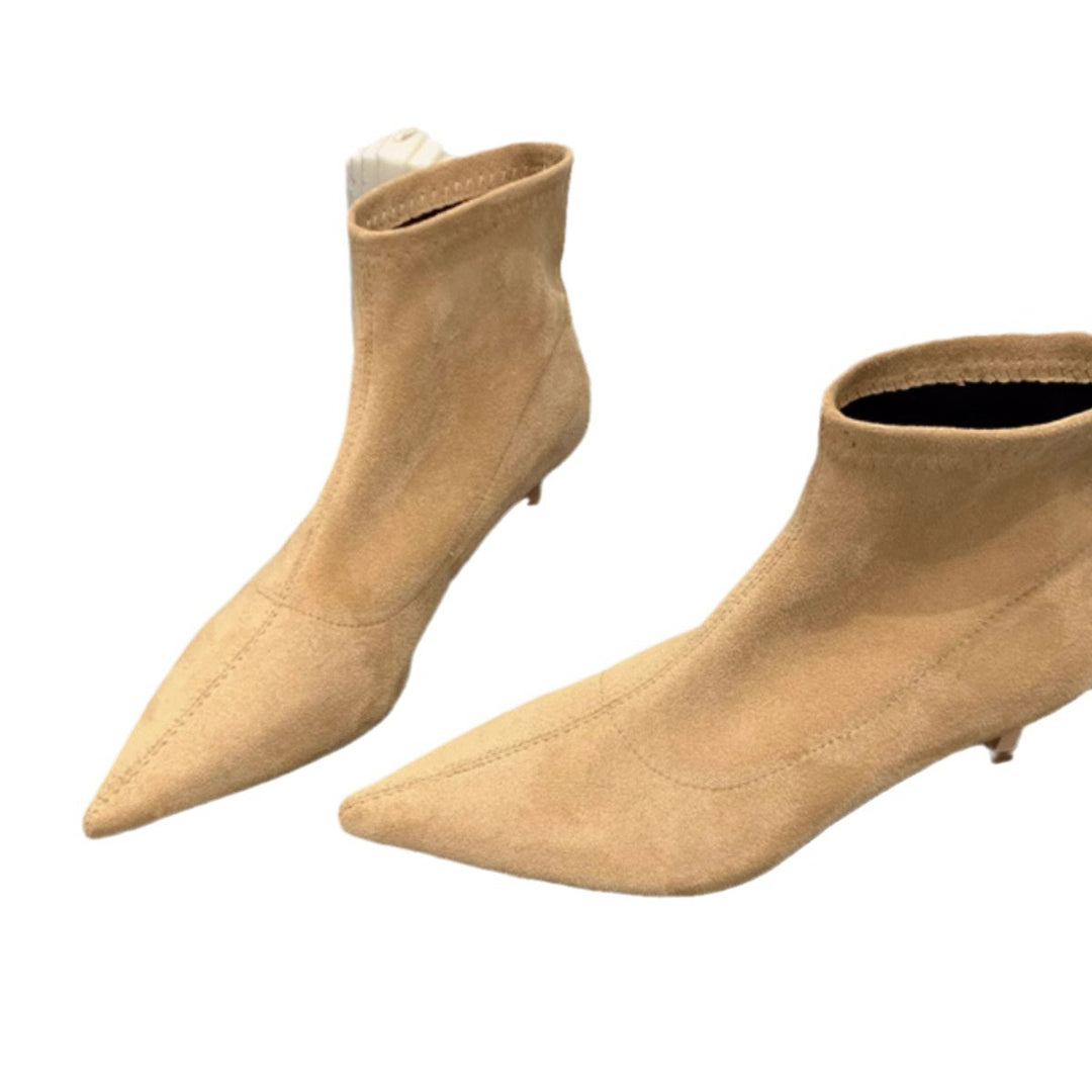Damen Elegante Ankle-Boots aus weichem Wildleder mit modischem Stiletto EB