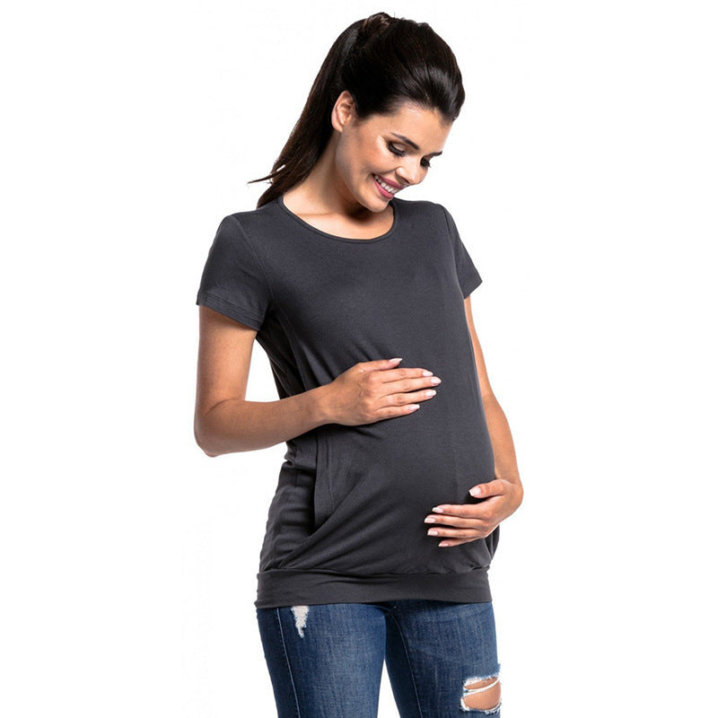Damen Umstandsshirt mit praktischem Wickelschnitt EB