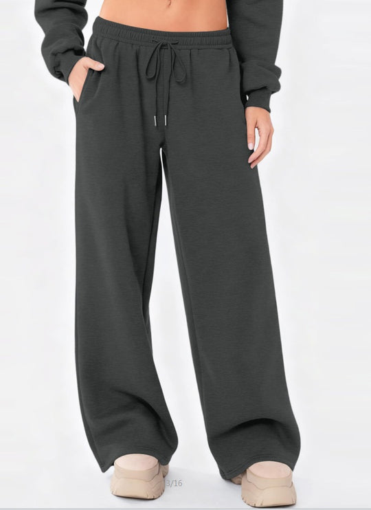 Damen nan weite Loungehose mit hohem Komfortbund, elastischem Tunnelzug und seitlichen Eingrifftaschen EB