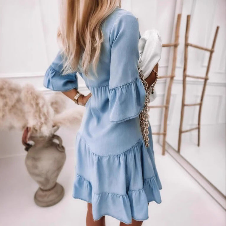Damen Hemdblusenkleid mit Rüschendetails EB