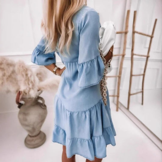 Damen Hemdblusenkleid mit Rüschendetails EB