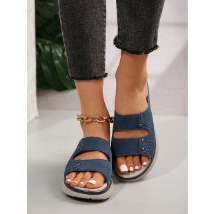 Damen Komfortable Plateau-Sandalen mit dekorativen Nieten EB