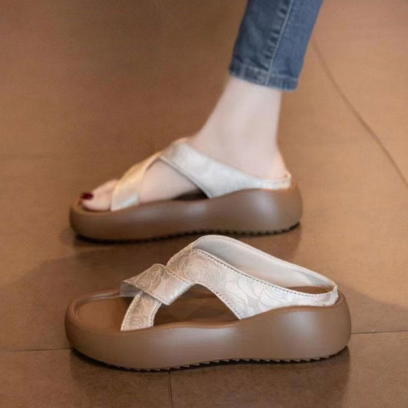 Damen Bequeme Slip-On Sandalen mit modischem Querriemen und rutschfester Sohle EB