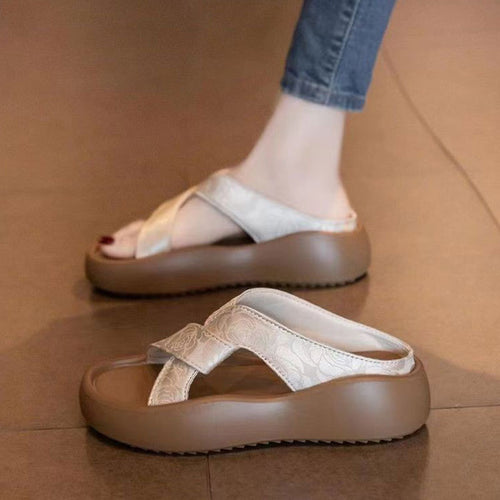 Damen Bequeme Slip-On Sandalen mit modischem Querriemen und rutschfester Sohle EB