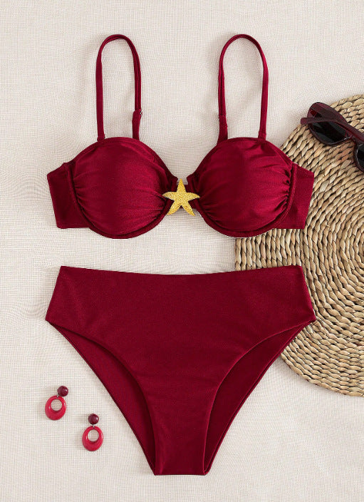 Damen Balconette-Bikini mit dekorativen Sternen EB