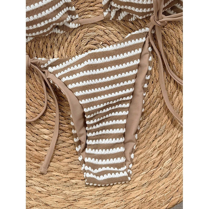 Damen Triangel-Bikini-Set mit verstellbaren Trägern und verspieltem Muster EB