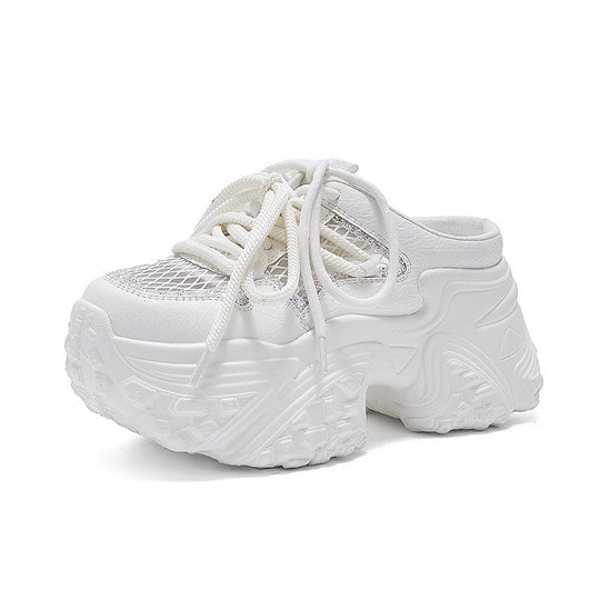 Damen Sportliche Sneakers mit hohem Plateau und atmungsaktiver Netzstruktur EB