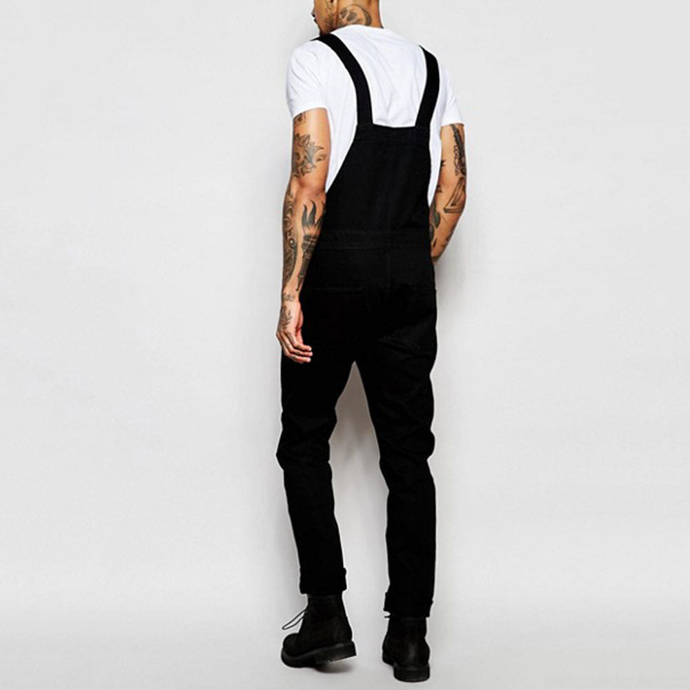 Herren lässige Denim-Latzhose mit verstellbaren Trägern und moderner Passform EB