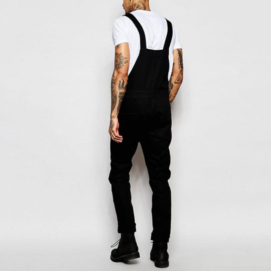 Herren lässige Denim-Latzhose mit verstellbaren Trägern und moderner Passform EB