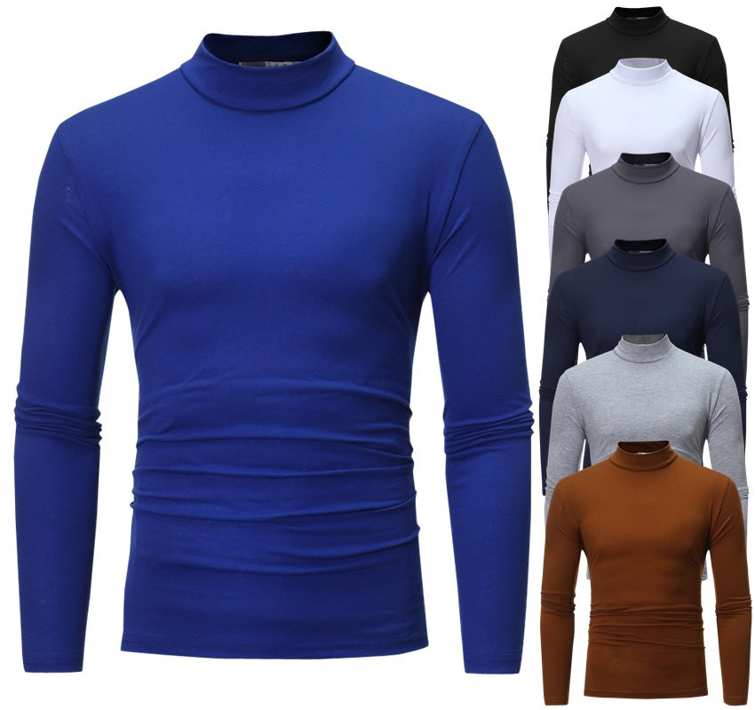Herren nan tailliertes Langarm-Stehkragen-Shirt aus Stretchjersey EB