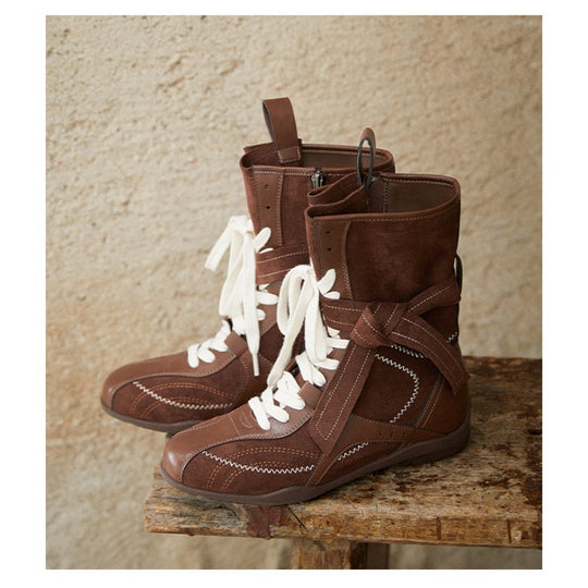Damen modische Freizeitstiefel mit stylishen Schnürdetails und hohem Komfort EB
