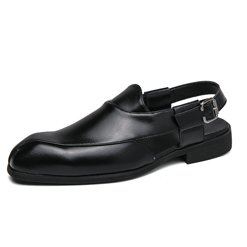 Damen elegante Leder-Mokassins mit verstellbarem Riemen EB
