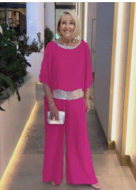 Damen eleganter und luftiger Overall mit glitzerndem Bund EB