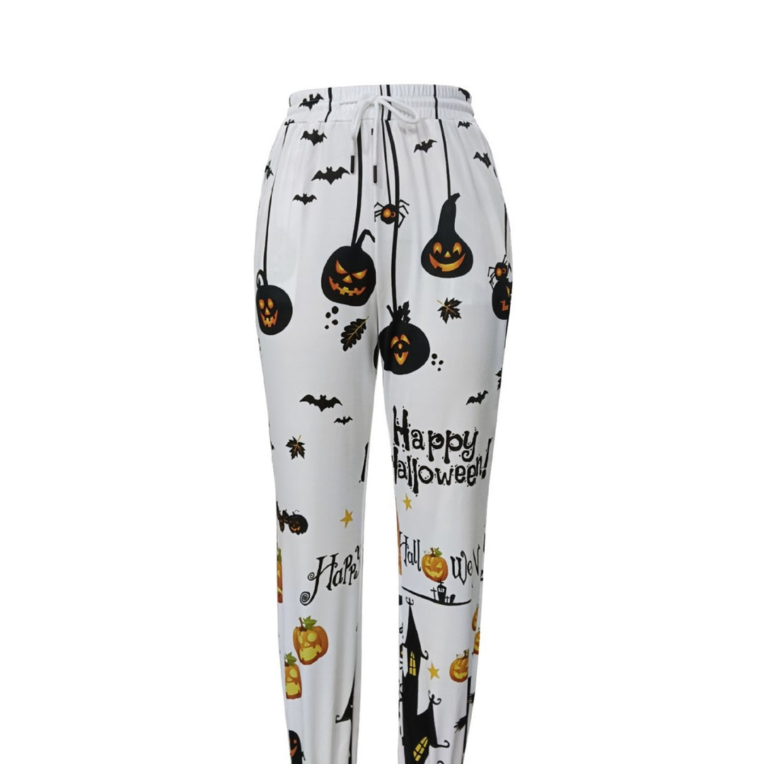 Damen Lässige Print-Hose mit herbstlichem Motiv EB