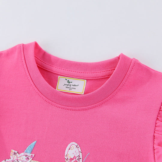 Mädchen T-Shirt mit kreativen Rüschendetails und bezauberndem Einhorn-Motiv EB