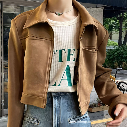 Damen Lässig cropped Jacke EB