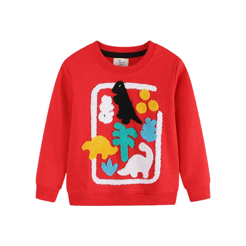 Jungen Sweatshirt mit buntem Dinosaurier-Applikationsdesign EB