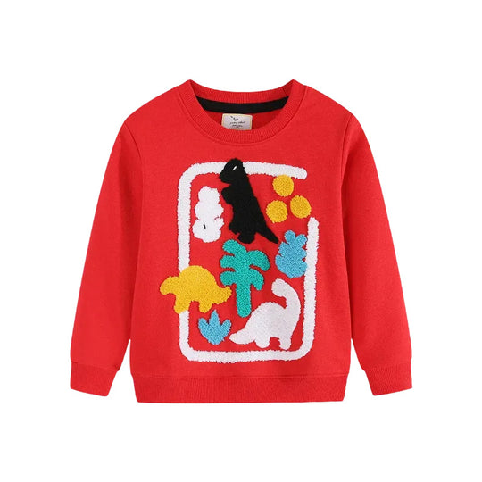 Jungen Sweatshirt mit buntem Dinosaurier-Applikationsdesign EB