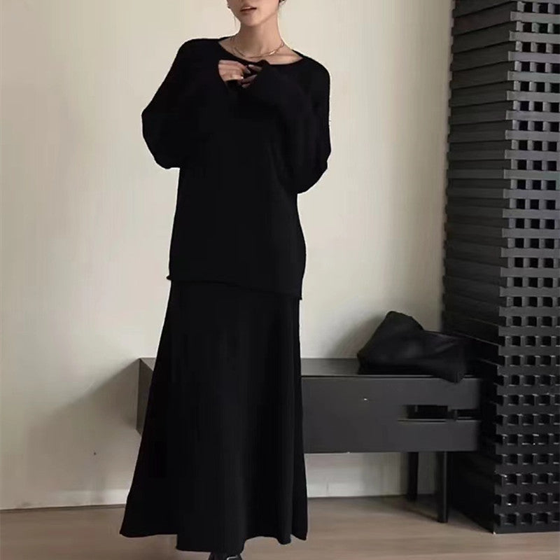 Damen Elegante Oversized-Strickkleid mit Off-Shoulder-Design EB