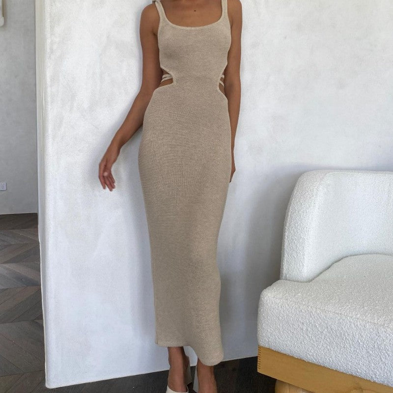 Damen Maxi-Rock mit einzigartigem Cut-Out-Design und Streifenmuster EB