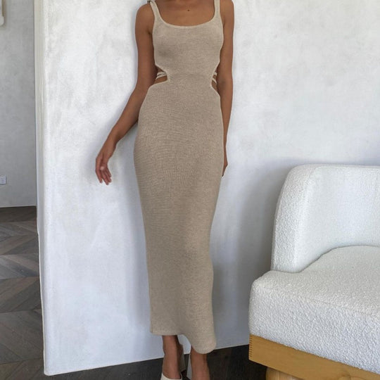 Damen Maxi-Rock mit einzigartigem Cut-Out-Design und Streifenmuster EB