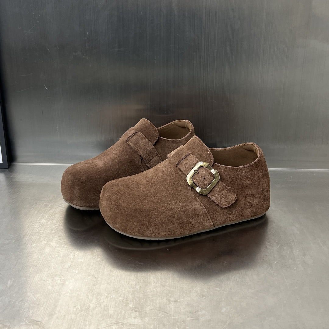 Damen Komfortable Wildleder-Clogs mit elegantem Schnallenverschluss EB