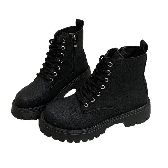 Damen nan robuste Schnür-Boots mit tiefem Profil, gepolstertem Komfortfußbett und seitlichem Reißverschluss EB