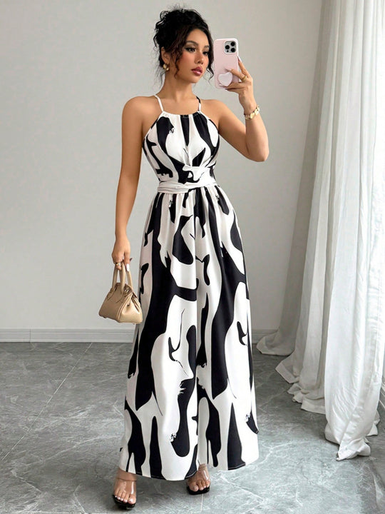 Damen Maxikleid mit modernen Animal-Prints EB