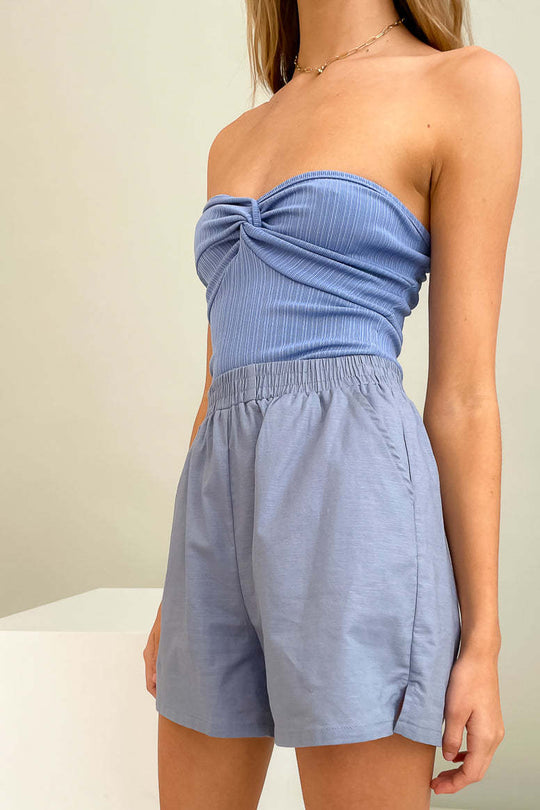 Damen Hochgeschlossenes Bustier-Oberteil mit gerafftem Knoten EB